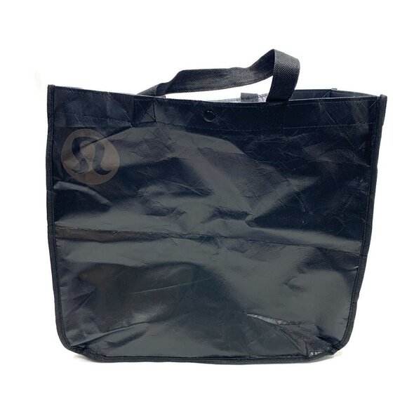 Lululemon Signature Logo Lightweight Shopper Tote Bag Black 15"x14"x6" - Picture 3 of 4